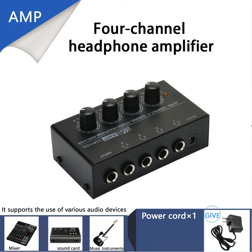 

Headphone amplifier stereo ultra compact 4-channel headphone amplifier distributor, suitable for recording studios and stages