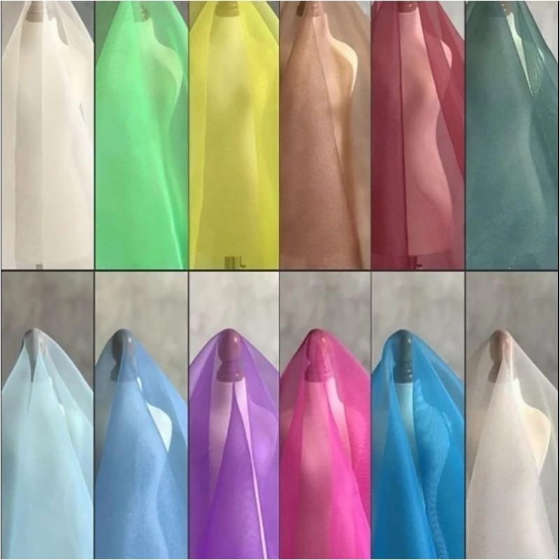 High Density Organza Fabric for Wedding Dress, Imitation Silk Fabric, DIY Handmade Accessories, Transparent Yarn, 5m Lot