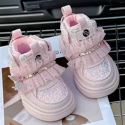 Koreańskie buty księżniczki dla dziewczynek Rhinestone cekiny Bling dziecięce buty sportowe trampki z miękką podeszwą dla dzieci modne buty