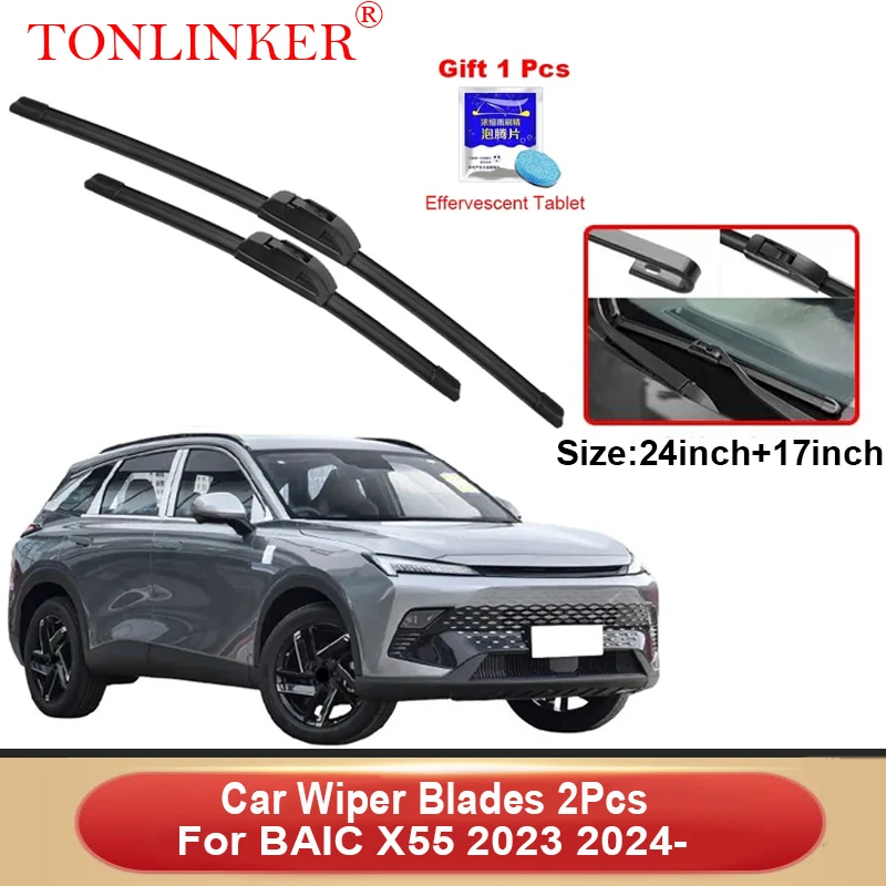 TONLINKER Car Wiper Blades For BAIC X55 2023 2024- SUV  Accessories Front Windscreen Wiper Blade Brushes 2-piece set