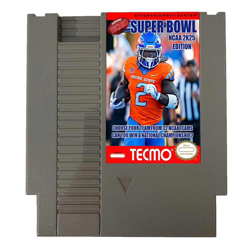 إصدار Tecmo Super Bowl NCAA 2K25 (تم تحديث: 01.01.25) - خرطوشة ألعاب NES لوحدة تحكم ألعاب الفيديو 72 دبابيس 8 بت