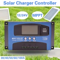 30/40/50/60/100A MPPT Solar Charge Controller Dual USB LCD Display 12V/24V Auto Solar Cell Panel Charger Regulator With Load