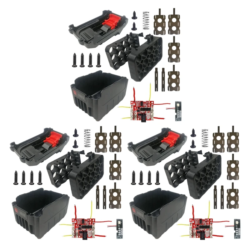 

3X Li-Ion Battery Case Circuit Board PCB For Lomvum Zhipu Hongsong Jingmi No Original Makita 18V Lithium Battery,15 Hole