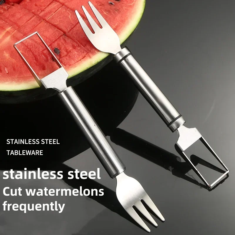 

Best Selling Stainless Steel Double Headed Watermelon Fork Cutter Ball Scooper Spoon Multifunctional Fruit Tool Hottest Deal