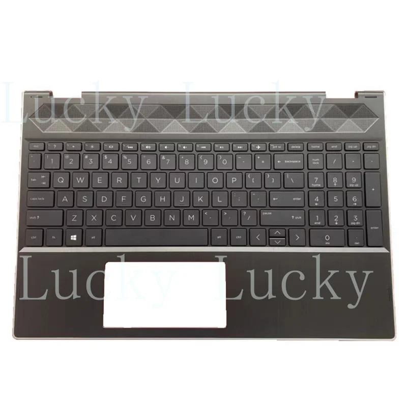 

Клавиатура и подставка для рук (пальмрест) для HP X360 15-CR L20849-001 с подсветкой и серебристой окантовкой