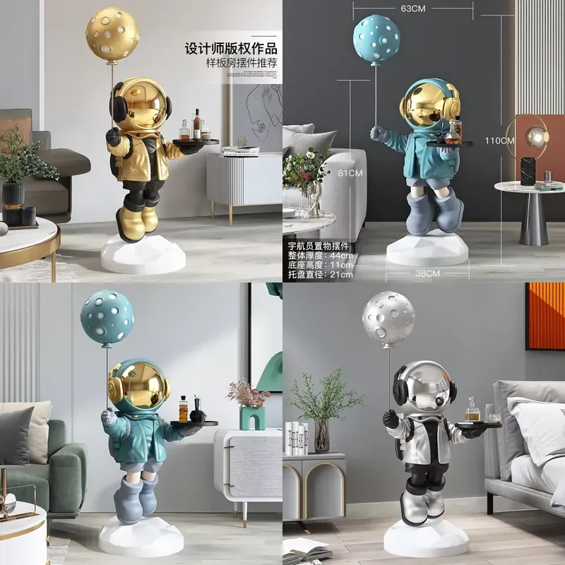 Factory Creative Decorative Resin Arts Crafts Big Astronaut Ornament Tray for Porch Living Room Study Wholesale