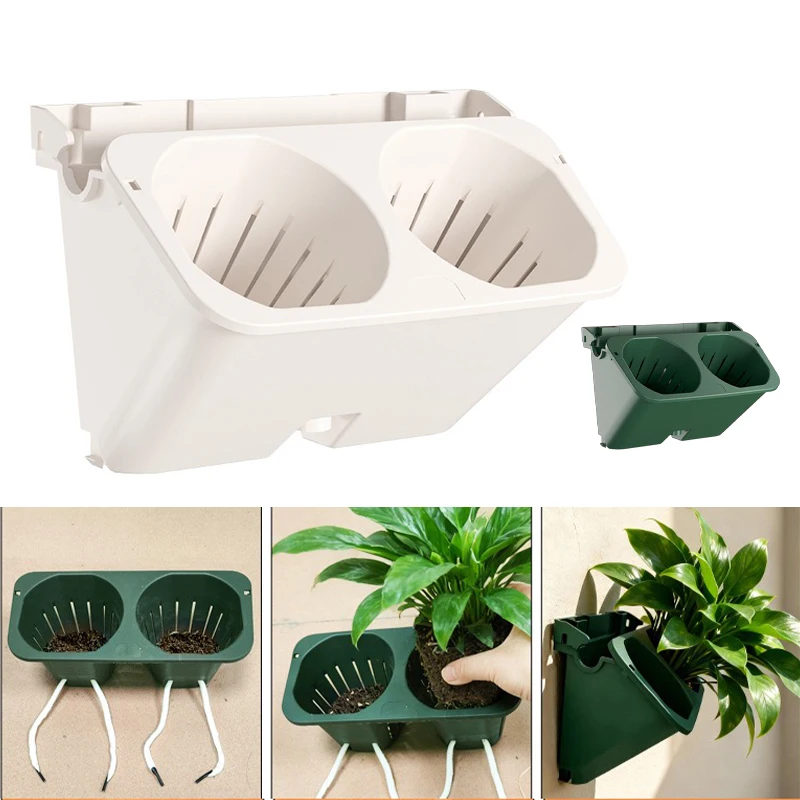 

Stackable Wall Hanging Planter Self Watering Flower Pot PP Rust Resistant Easy Install for Balcony Garden Indoor Plant Display