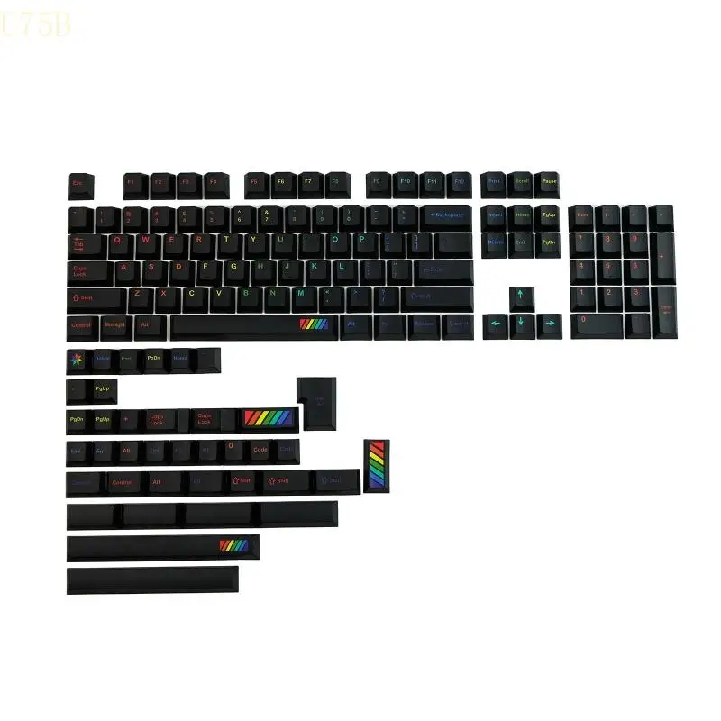 

U75B 142 Keys PBT Keycaps GMK Midnight Rainbow Mechanical Keyboards Keycap For Cherry MX Enter 6.25 7U Spacebar