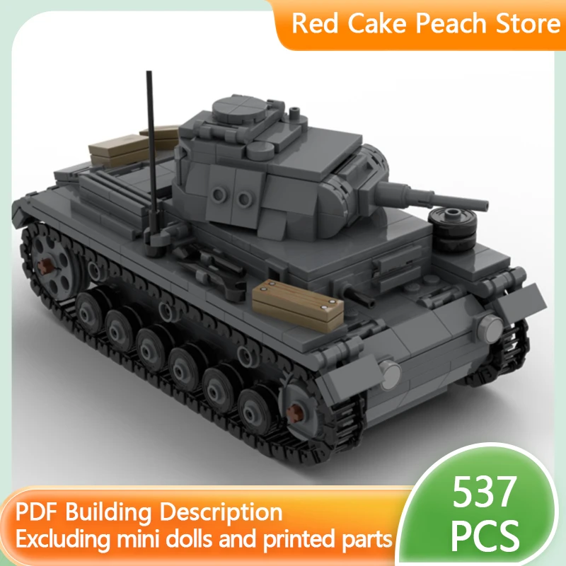 Military Tank Model MOC Building Bricks Panzer III Ausf E Armored Car Modular Technology Gift Holiday Assemble Children Toy Suit