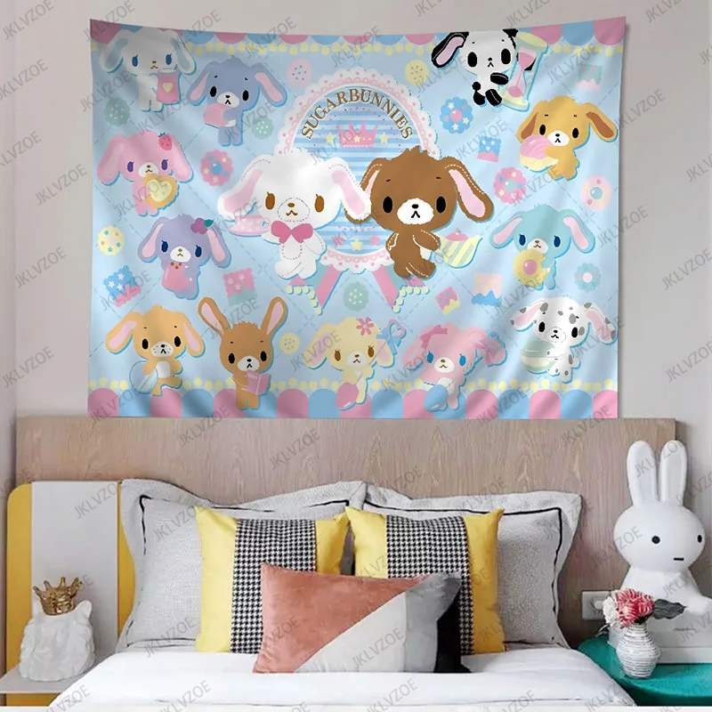 S_sugarbunnies Anime Kawaii Anime Tapestry Fiction Room Home Decor Wall Art Decor Hanging Carpets Bedroom Background Gift