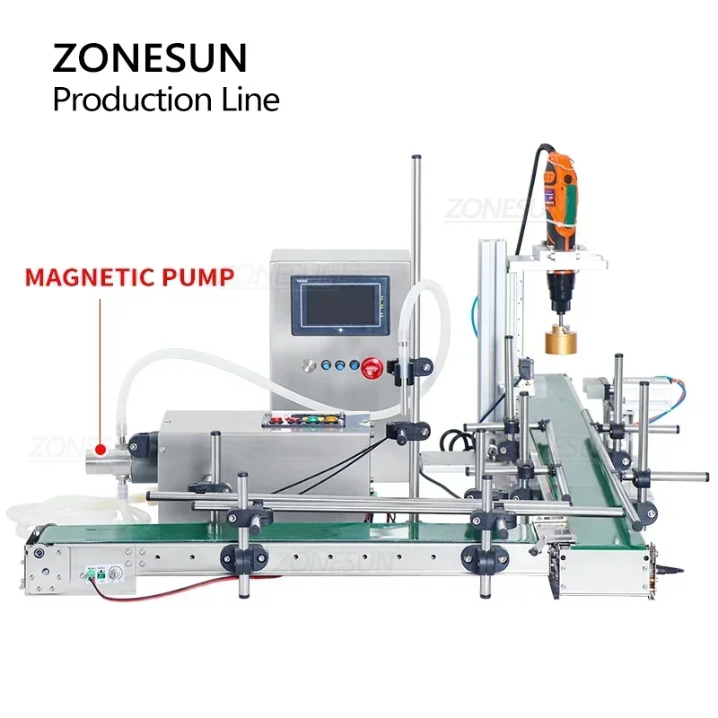 

ZONESUN ZS-FAL90S Desktop Automatic Liquid Filling Capping Machine Peristaltic Magnetic Pump for Small Glass Bottles