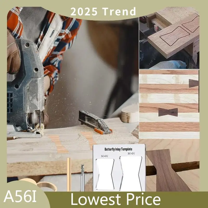 A56I Top Professional Butterfly Inlay Template And Router Templates Transparent Wooden Joint Marking Ruler Set For Woodworking
