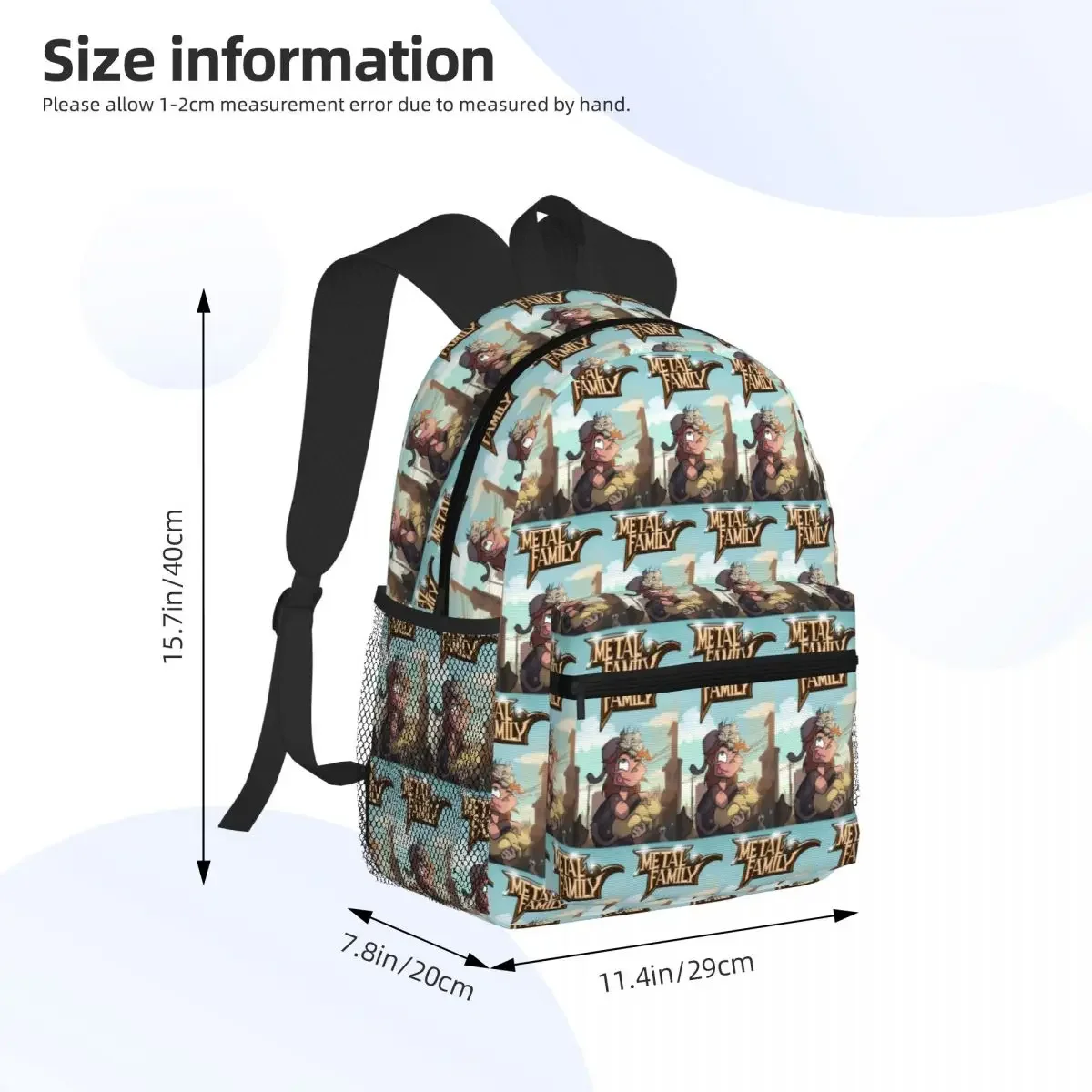 Metal Family Student Backpack School Bag Hiking Travel Daypack for Boys Girls Fashion Bookbag Shoulder Bags