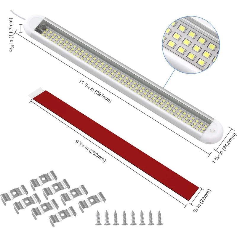 LED Strip Lights 120Leds 1200LM 12W With ON/Off Switch For Truck Van RV Trailer Boat Car, 4Pack images - 6