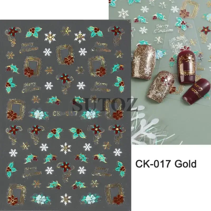 คริสต์มาสเล็บสติกเกอร์คริสต์มาส Breath เล็บองค์ประกอบคริสต์มาสกลับกาวการ์ตูนความงามและสุขภาพ Elk เล็บ Stic Elk