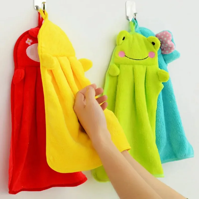 Baby Nursery Hand Towel baby bath towels Toddler Soft Plush Cartoon Animal Wipe Hanging Bathing Towel For Children Towel