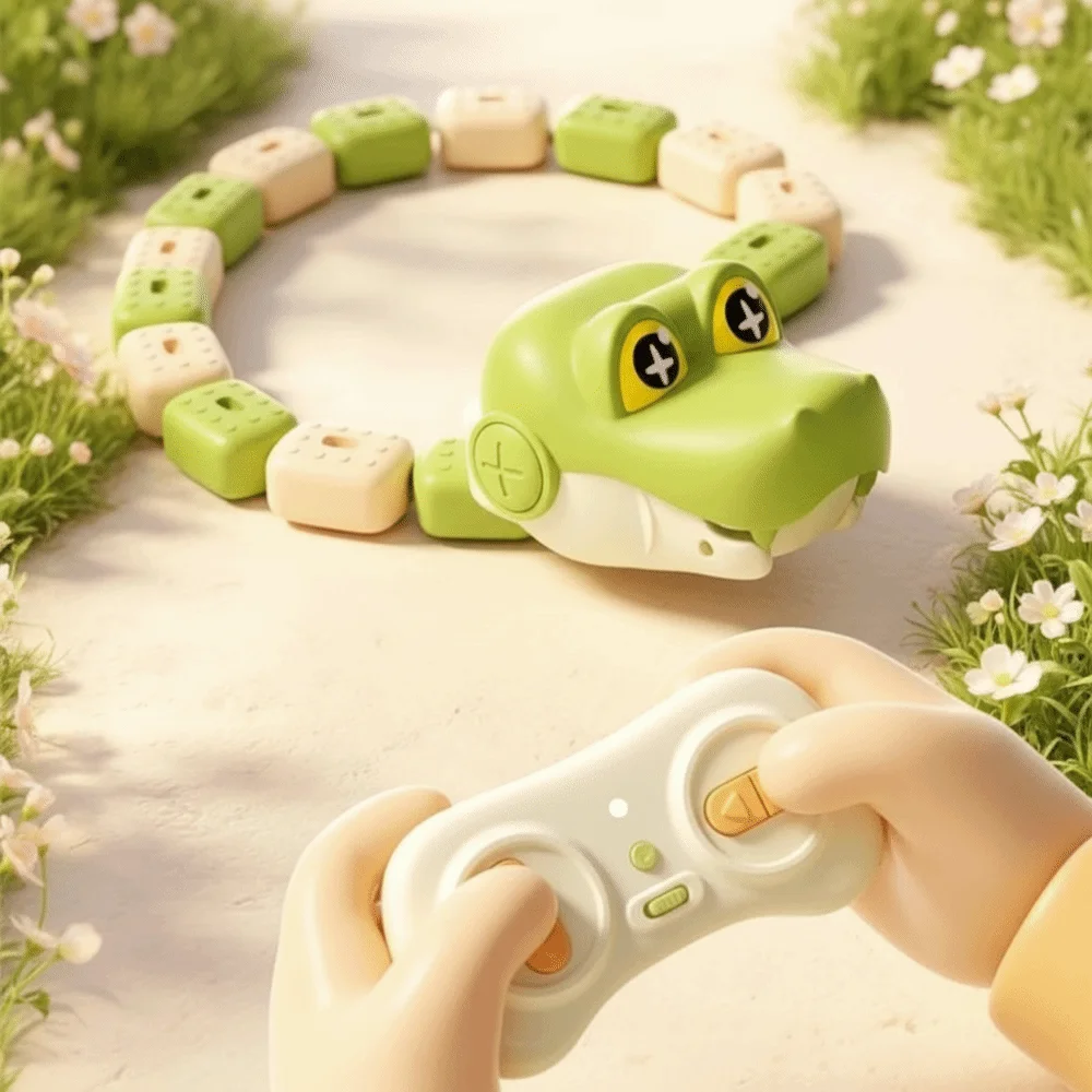 Fun Game Magnetic RC Snake Car Rechargeable Interactive Greedy Snake Car Desktop Bead Eating Remote Control Car Gift