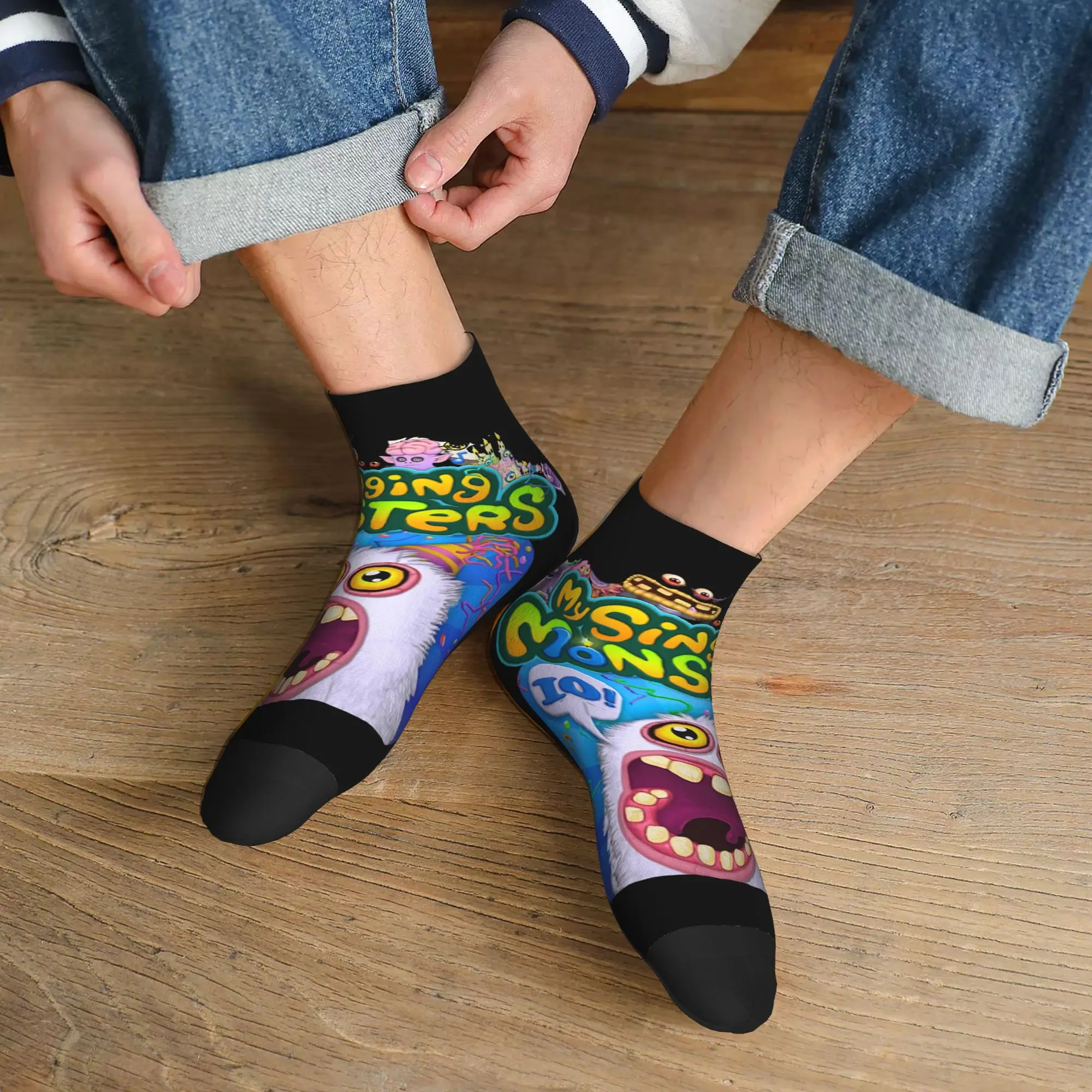 

Всесезонные носки Wubbox My Singing Monsters Harajuku, впитывающие пот носки для экипажа, модные чулки для мужчин и женщин, рождественские подарки