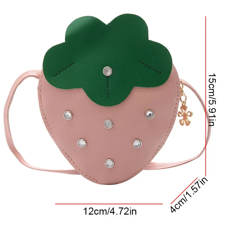 Cute Red Mini Strawberry Crossbody Bag Girls Pink PU Leather Fruit Shoulder Messenger Bag Children Wallet Coin Purse for Kids