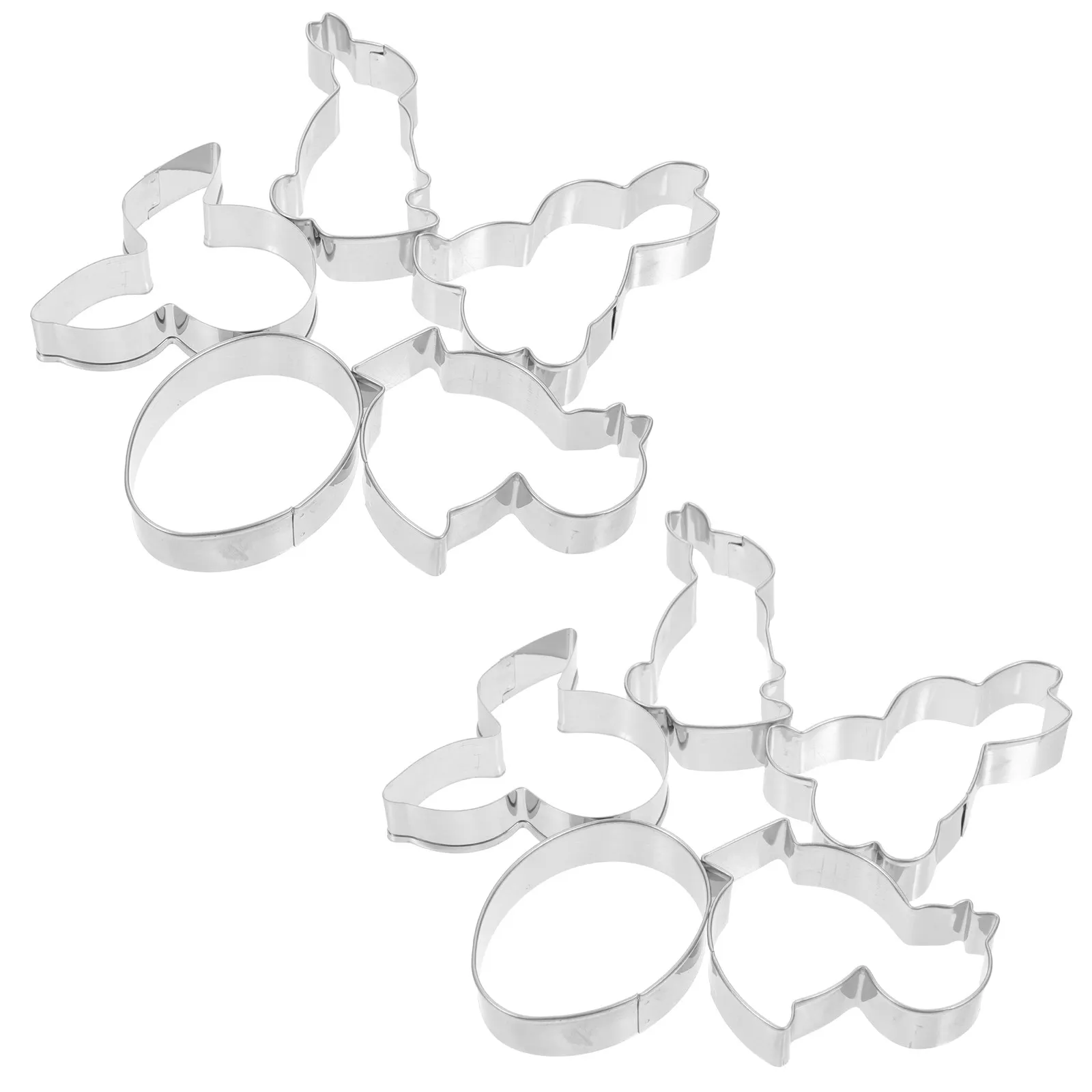 10Pcs Easter Cookie Cutter Mold Set Rabbit Bunny Chick Egg Shapes Non Stick Easy Release Baking Tools for Cookies Pancakes