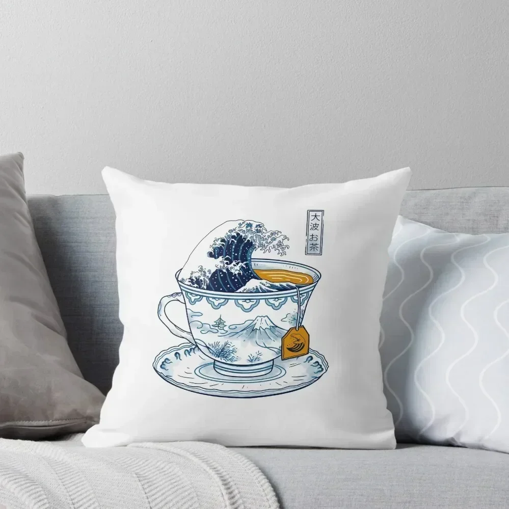 

The Great Kanagawa Tea Throw Pillow sleeping pillows Couch Pillows Room decorating items pillow