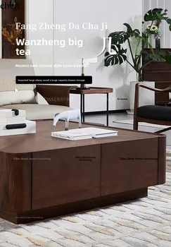 LXC Solid Wood Coffee Table for Home Living Room Modern Color High-End Furniture Simple Square Coffee Table