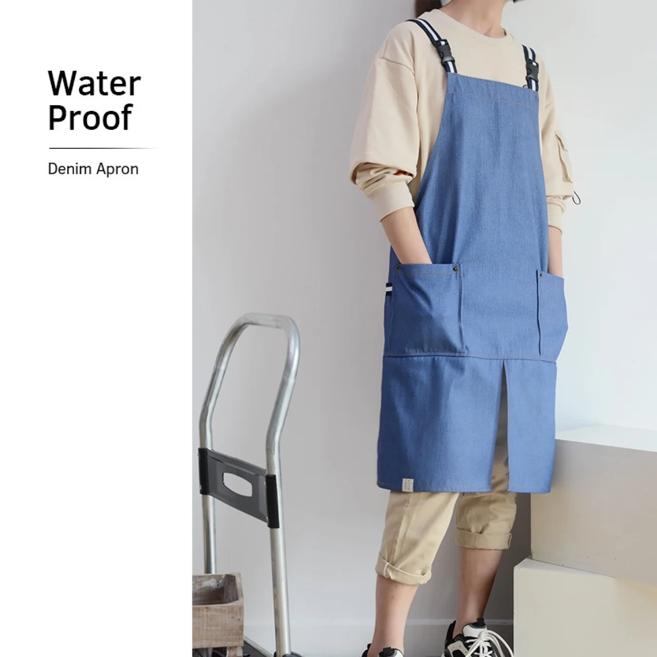 

Apron Cotton Denim Waterproof Barber Restaurant Painting Antifouling Storekeeper Overalls Chef Apron Universal for Men Women NEW