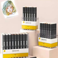 Finecolour EF103 Double-Headed Sketch Markers Pen Alcohol Based Art Markers Oily Soft Artist Manga School Supplies 12Colors