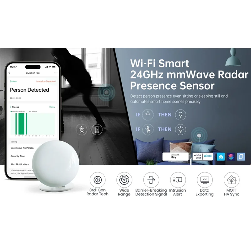 Radar-Anwesenheitssensor Wifi Smart Radar Anwesenheitssensor Smart Home Automations Motion2mqtt Home Assistant-Y41A