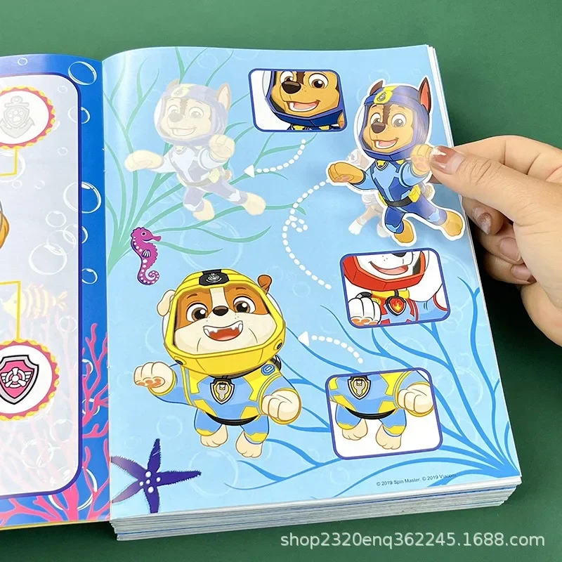 Paw Patrol Stickers Kids Attention Sticker Book Chase Skye Cute Cartoon Sticker 2-6 Years Old Puzzle Paste Paper Children Toys