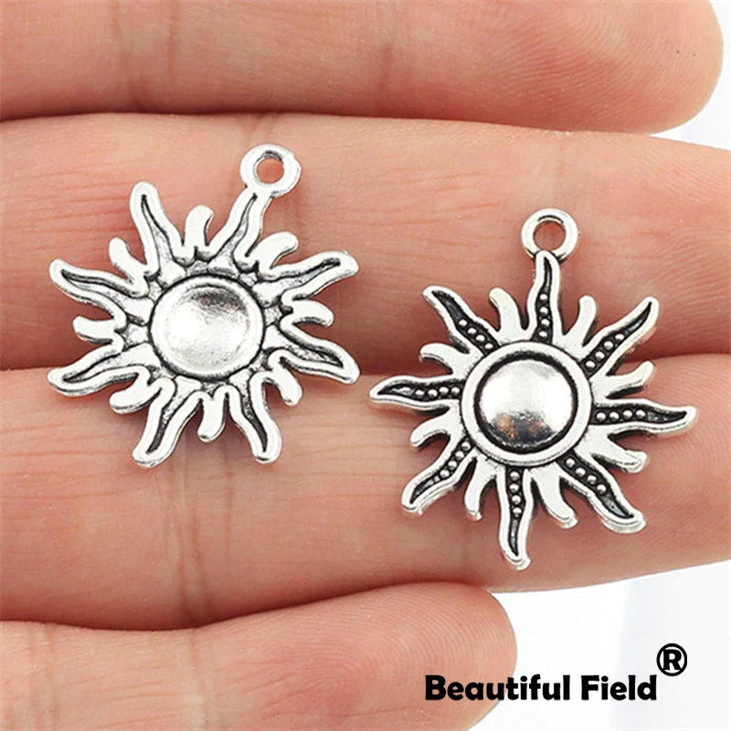 15 قطعة 28X25mm العتيقة برونزية الفضة الذهب سبائك الزنك Charms سوار قلادة قلادة موضة جديدة الشمس الزهور A213