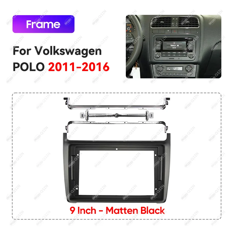 For Volkswagen 2011-2016 POLO 9INCH Car Radio Android Stereo Audio Screen Multimedia Video Player Navigation Frame Matten Black