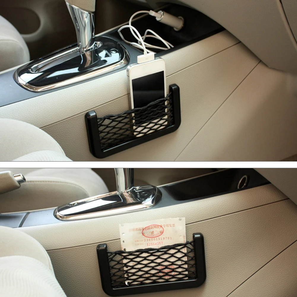Universal Auto Lagerung Net Tasche Stick auf Auto String Tasche Telefon Halter Auto Zubehör für Geldbörse Telefon Halter Tasche Organizer