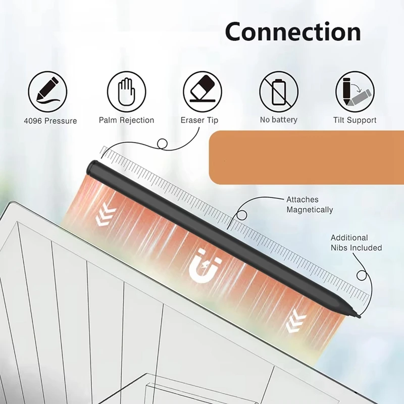 Stylus Pen for Scribe for ReMarkable 2 4096 Pressure Sensitivity Eraser Palm Rejection Tilt Sensing-A25R