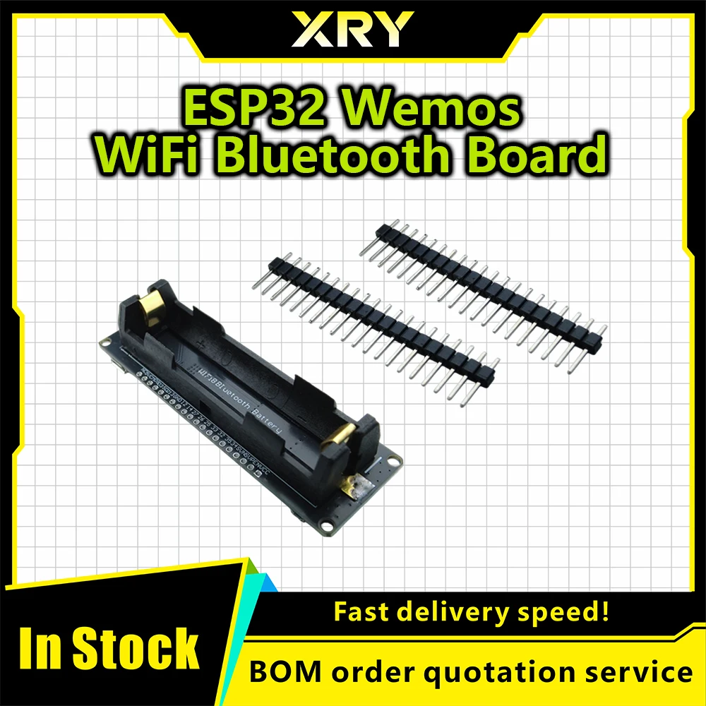 XRY 18650 Battery Holder Board for ESP32 ESP-32S, WiFi BT Wireless Dev Board, Compatible with ESP8266 ESP-02 Module