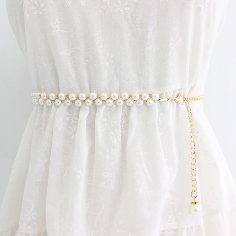 3styles Women Elegant Pearl Chain Belt Thin Waist Gold Metal Belts For  Girls Lady Sweet Korean Dress Waistbands Straps Accessori - AliExpress  200000297