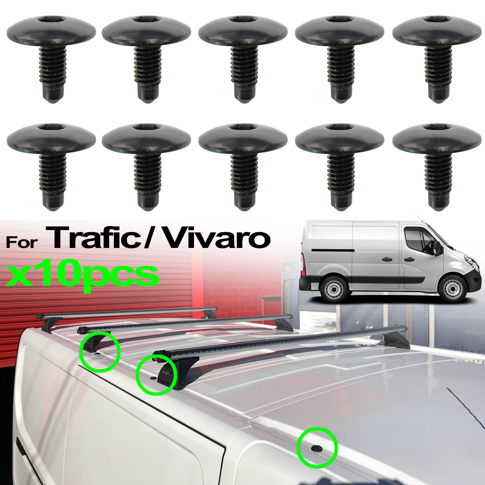 Opel Vauxhall Vivaro Renault Trafic 트럭 용 10x Fiat Talento Nissan Primastar NV300 루프 랙 구멍 블랭킹 나사 볼트 세트