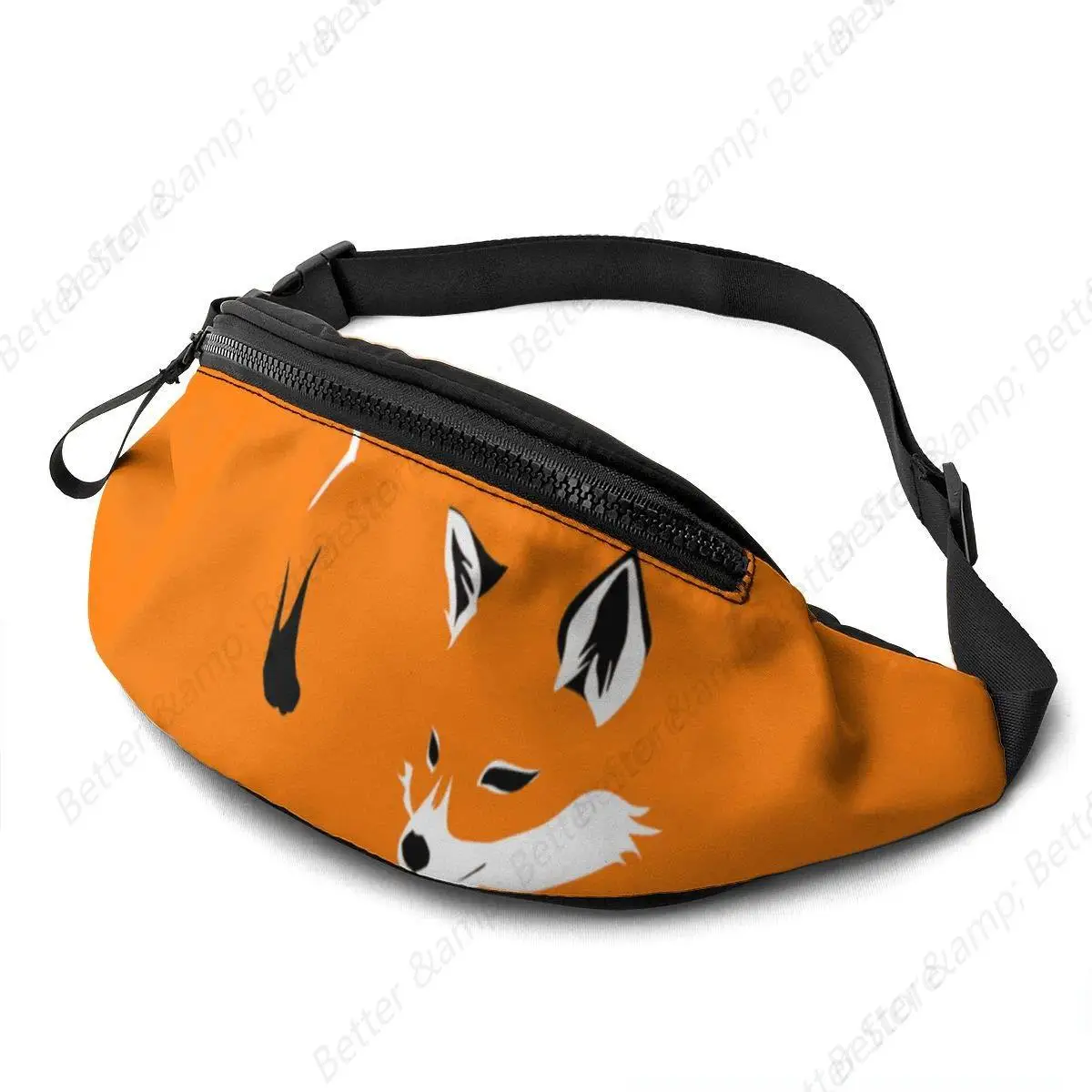 Fanny Pack, Orange Fox Waist Bag with Headphone Hole Belt Bag Adjustable Sling Pocket Fashion Hip Bum Bag for Women Men Kids