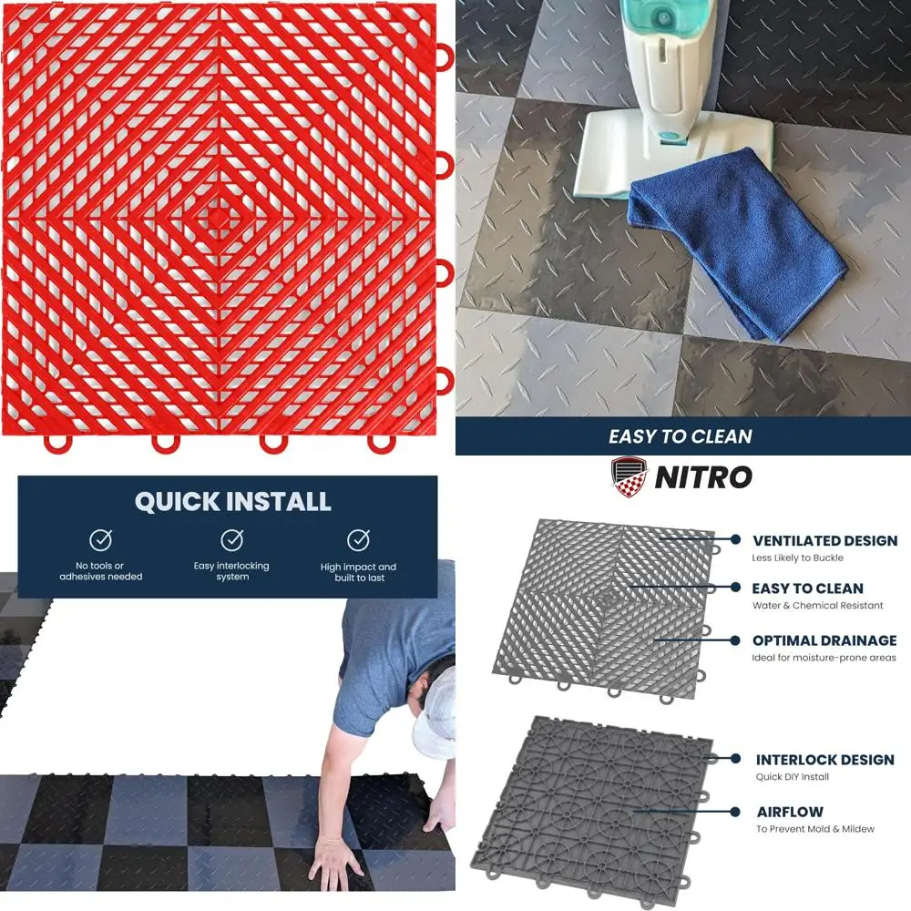 بلاط أرضية بلاستيكي متشابك 12 × 12 غير قابل للانزلاق للمرآب، تركيب سهل معًا، مثالي لتنظيم المرآب #1