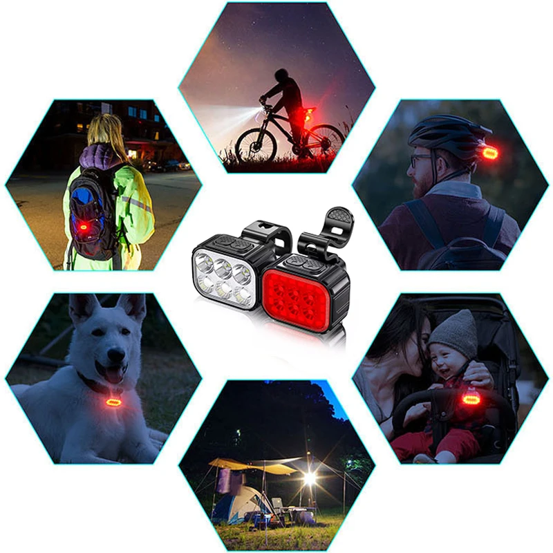 Bike light set USB charging mountain helmet road bike headlight taillight set