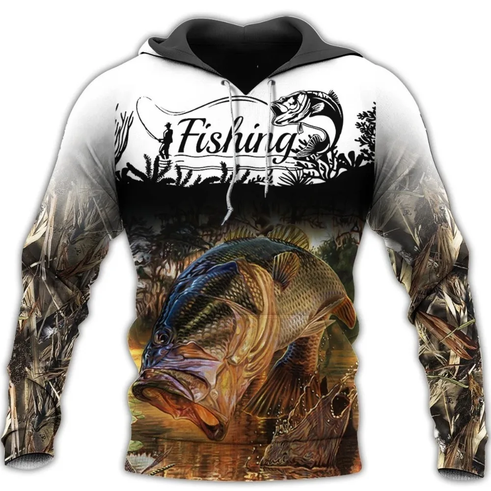 New Funny Animal Bass Marlin Fishing Fisher Camo 3D Print Hoodies Fashion Streetwear Harajuku Men/Women