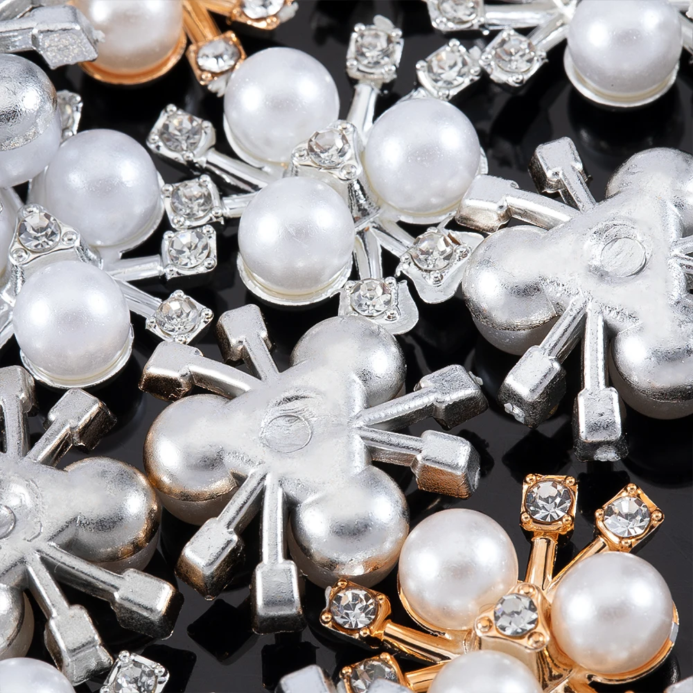 20pcs Flower Imitation Pearls Rhinestone Cabochon