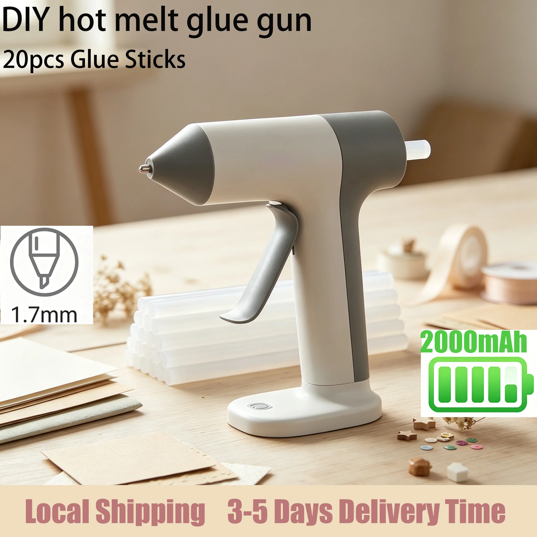 Wood Filler Stick - Pistol Lem Panas Nirkabel 15W dengan