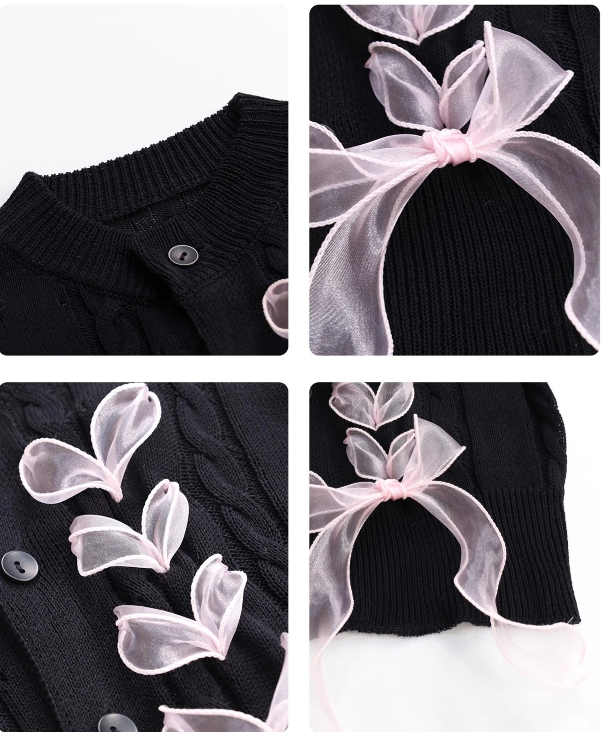 2025年秋新作 レディースセーターコート ファッションリボンボウデザイン ニットカーディガン ラウンドネック カラーマッチング 長袖ニットウェア