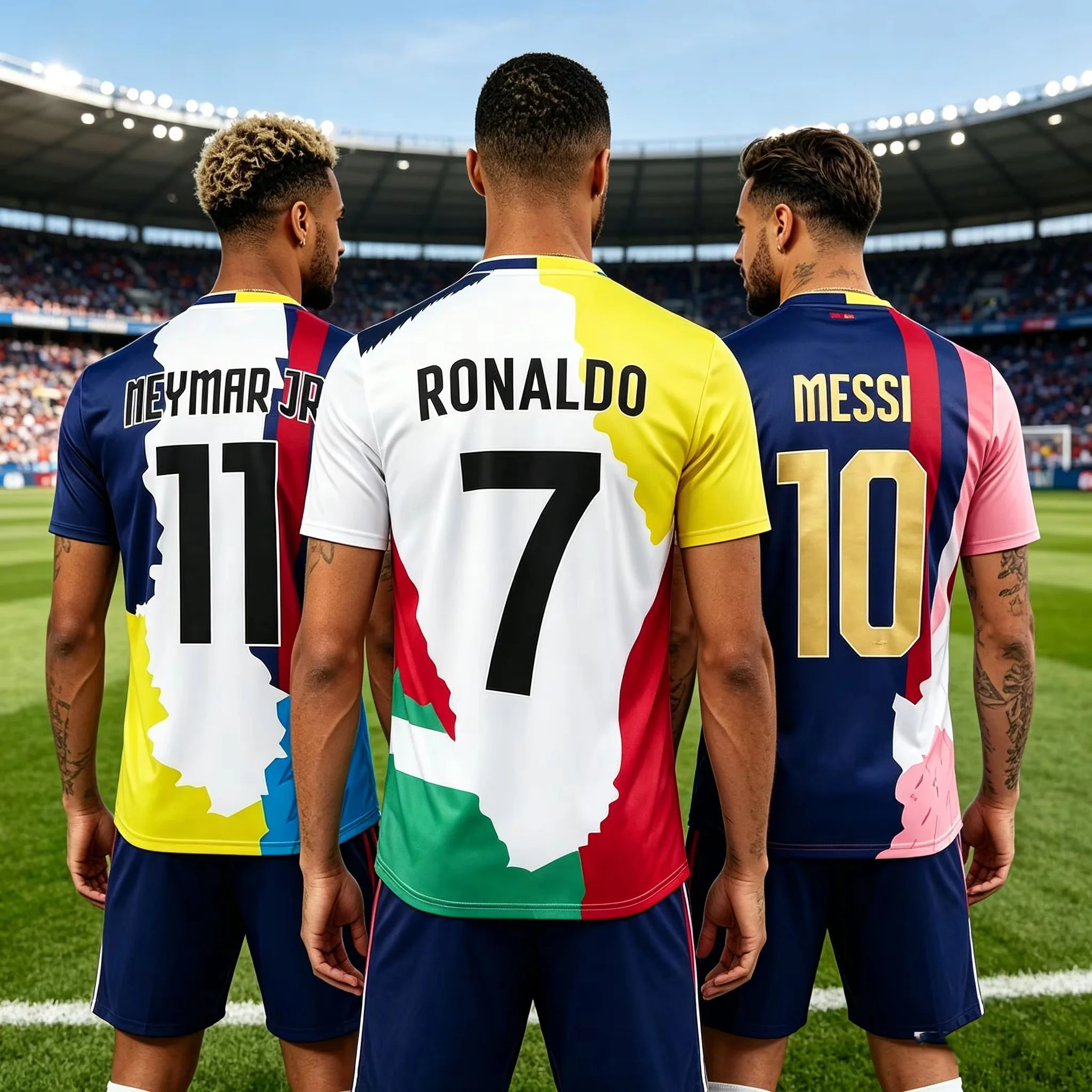 

2026 Men Football Jersey Messi Ronaldo Neymar Print Soccer Shirt Breathable Sports T-Shirt Fans Training Uniform for Adults Kids