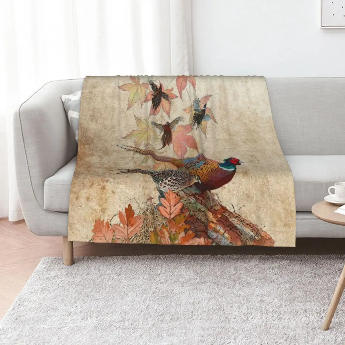Common Pheasant Throw Blanket Plush Winter beds Decorative Sofas Fashion Sofas Flannel Fabric Plaid Blankets