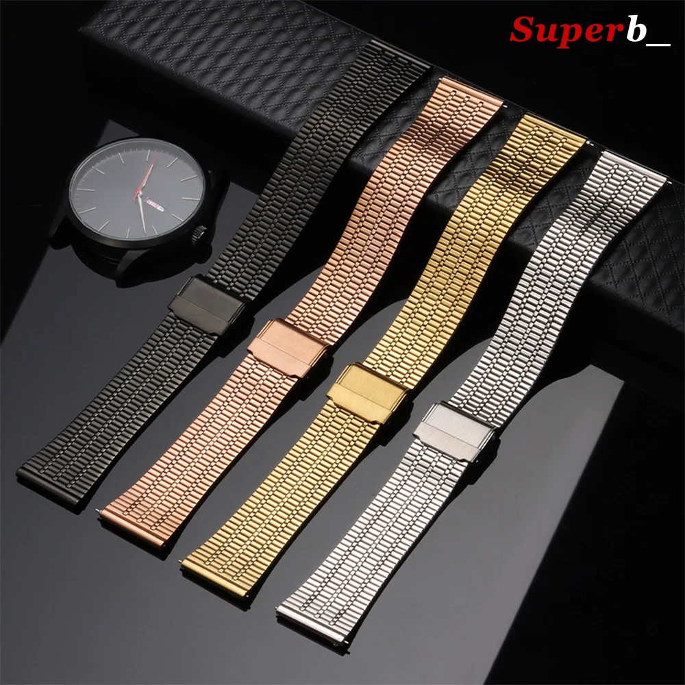 Edelstahl-Uhrenarmband, dünn, atmungsaktiv, Uhrenarmbänder, Band, 20 mm, 22 mm, Damen- und Herrenarmband, Gold, Schwarz, Rose, Schnellverschluss-Armband