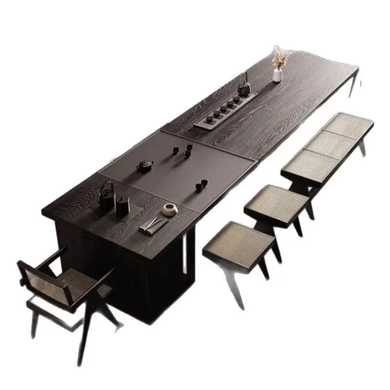 Solid wood luxury high-end coffee table light luxury table and chair combination high-end modern tea table brewing tea a