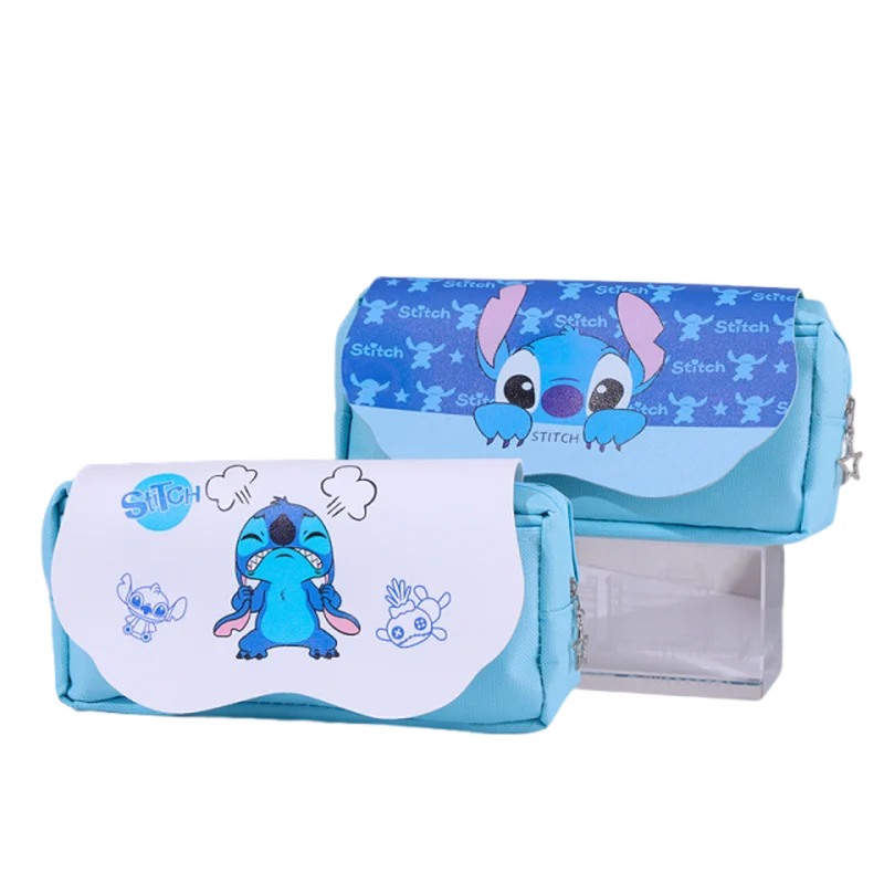 Cloud Style Pencil Case, Large Capacity Double-Layer Pencil Case, Stitch Pencil Case, Cute Student Instagram Style Storage Bag