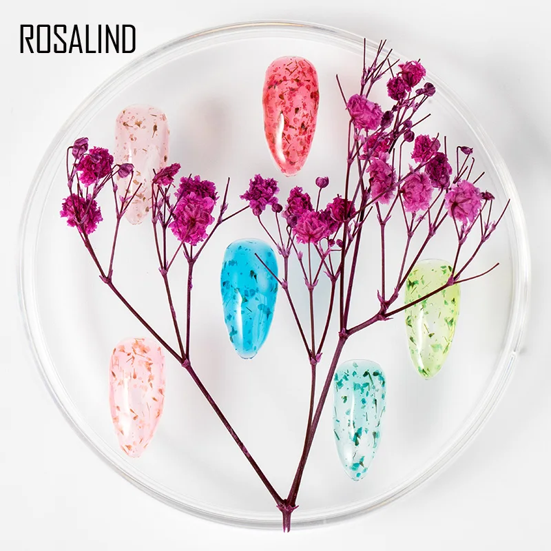 ROSALIND 5Ml เจลเจลเล็บกึ่งถาวร Fairy DIY ดอกไม้แห้ง UV เจลเล็บเล็บ Art Hybrid เคลือบเงาด้านบนเจล